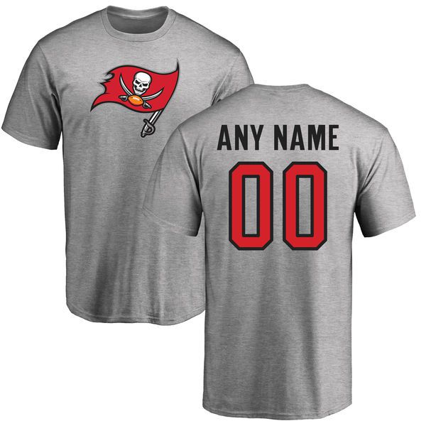 Men Tampa Bay Buccaneers NFL Pro Line Ash Custom Name and Number Logo T-Shirt->->Sports Accessory